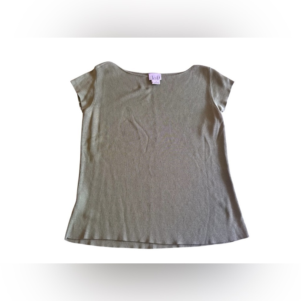 Ann Taylor LOFT beautiful olive green 100%Silk top weater olive green - Picture 2 of 11